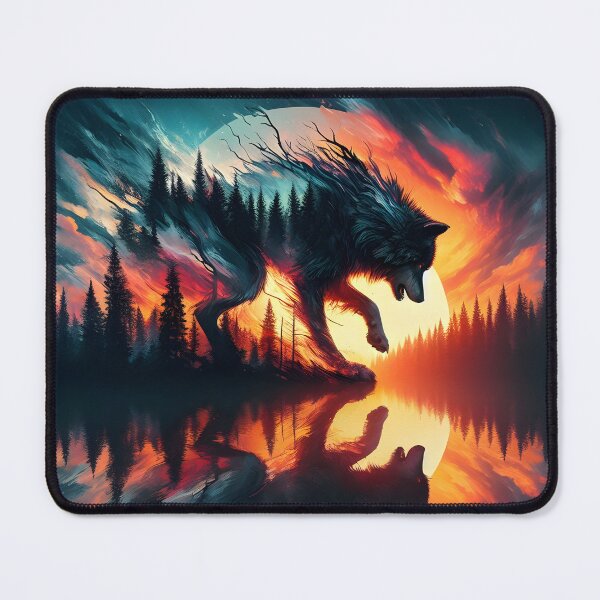Item preview, Double Exposure Wolf Reflection, Ai Generated Art  designed and sold by ACC .