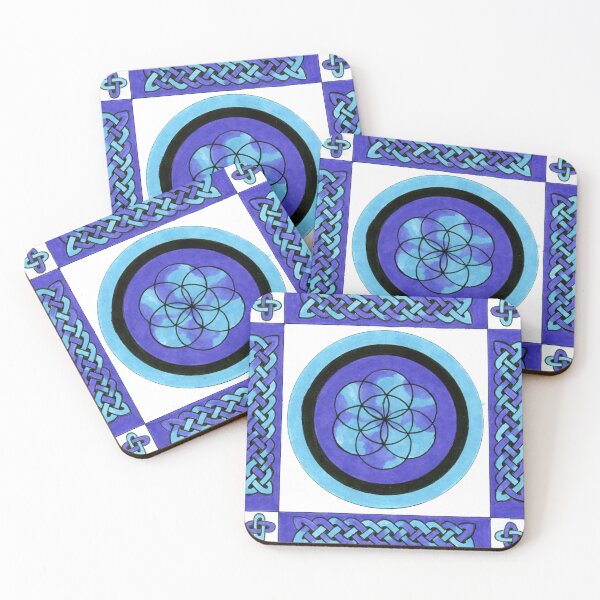 Item preview, Sacred Geometry Art Tile (Blue Torus) designed and sold by candorbysara.
