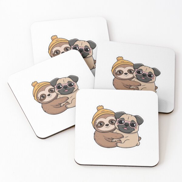 Item preview, Cute Sloth and Pug Friendship for Valentines Day designed and sold by Laugh-Lines.