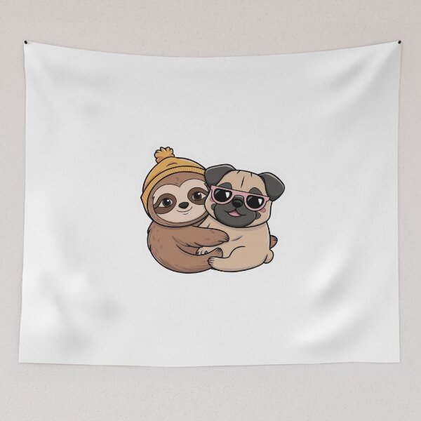 Item preview, Cute Sloth and Pug Friendship for Valentines Day designed and sold by Laugh-Lines.