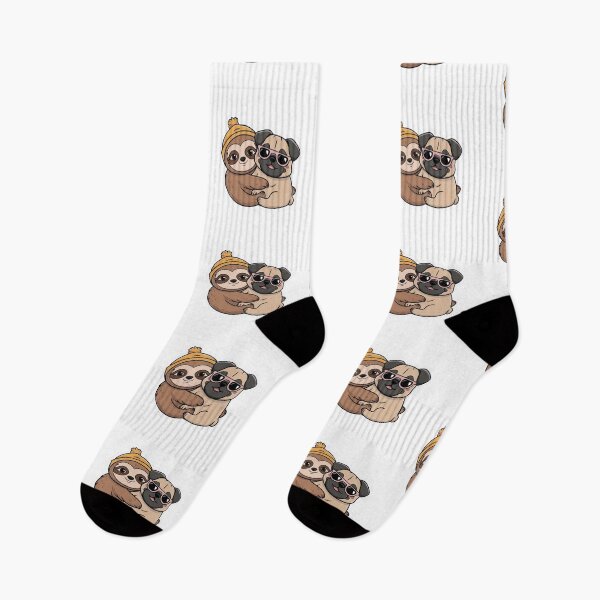 Item preview, Cute Sloth and Pug Friendship for Valentines Day designed and sold by Laugh-Lines.