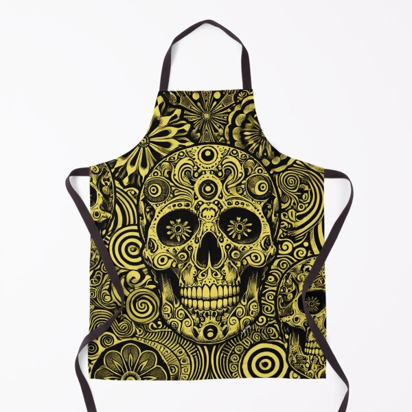 Artikelvorschau, Retro 70er Jahre inspiriert Totenkopf Horror Tag der Toten Muster klassisches T-Shirt entworfen und verkauft von blackdoggdesign.