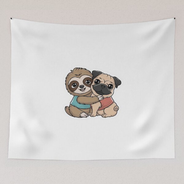 Item preview, Cute Sloth and Pug Friendship for Valentines Day designed and sold by Laugh-Lines.