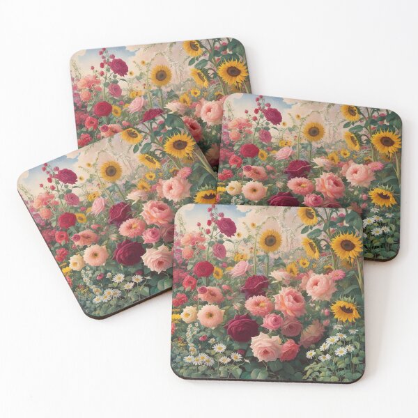 Item preview, Flower Garden beautiful expressionist art nouveau vintage art designed and sold by Vintage Designs +.