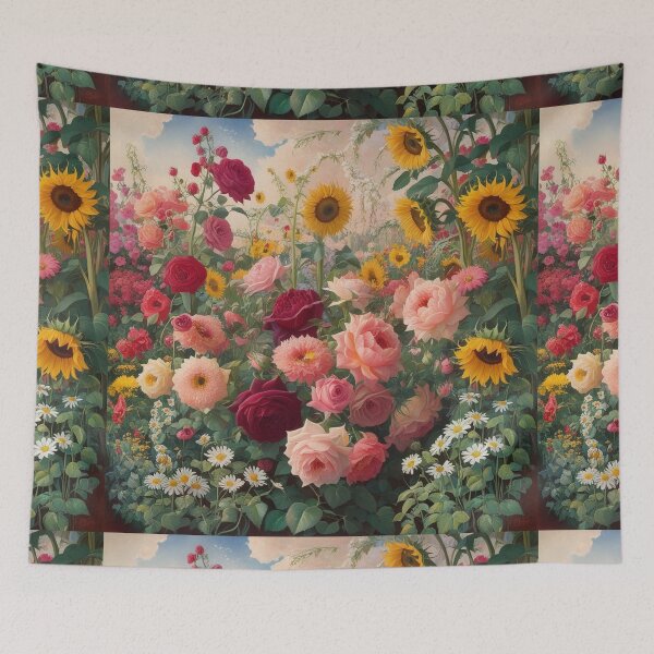 Item preview, Flower Garden beautiful expressionist art nouveau vintage art designed and sold by Vintage Designs +.