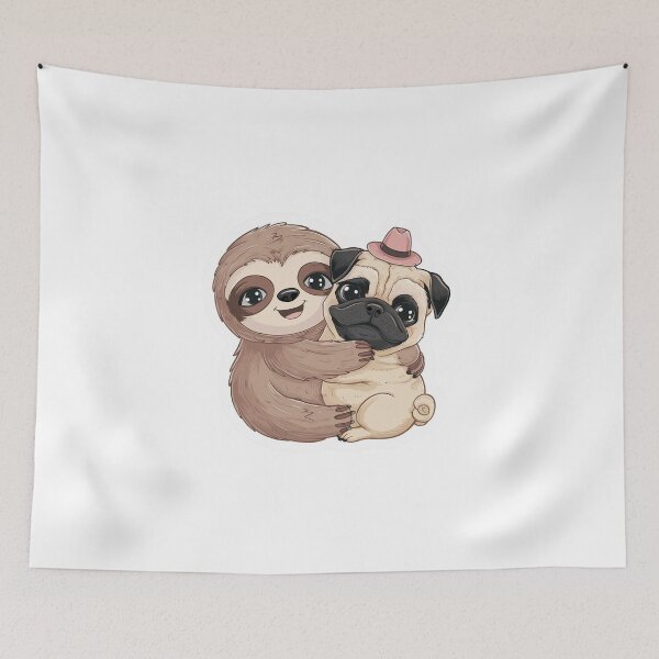 Item preview, Cute Sloth and Pug Friendship for Valentines Day designed and sold by Laugh-Lines.