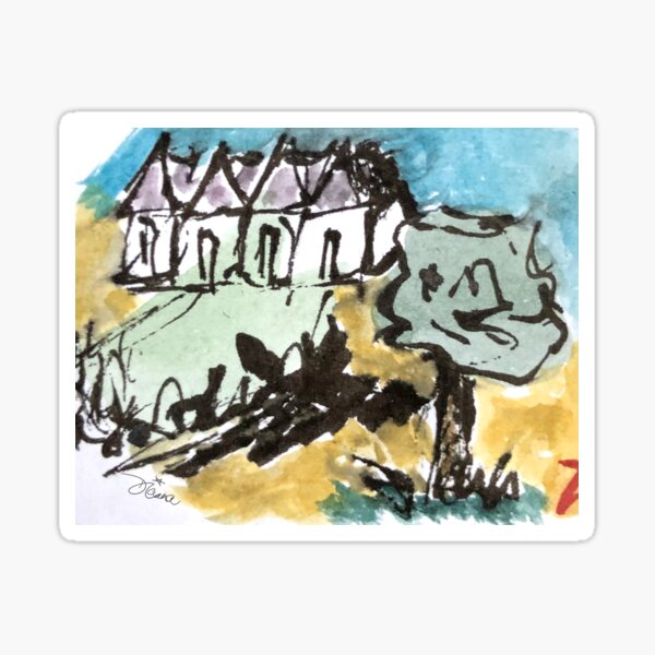 Four Houses on a Hill Sticker