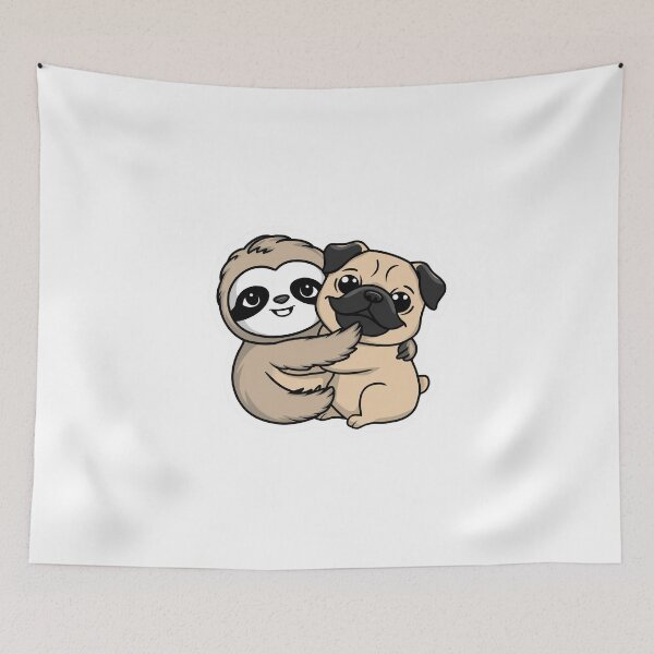 Item preview, Cute Sloth and Pug Friendship for Valentines Day designed and sold by Laugh-Lines.