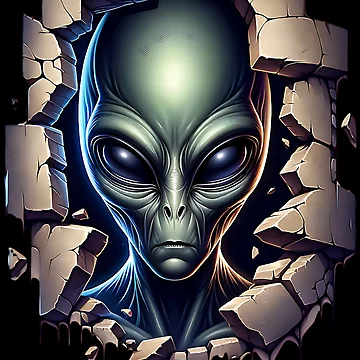 Artwork thumbnail, Scary alien behind a wall by ReneMM