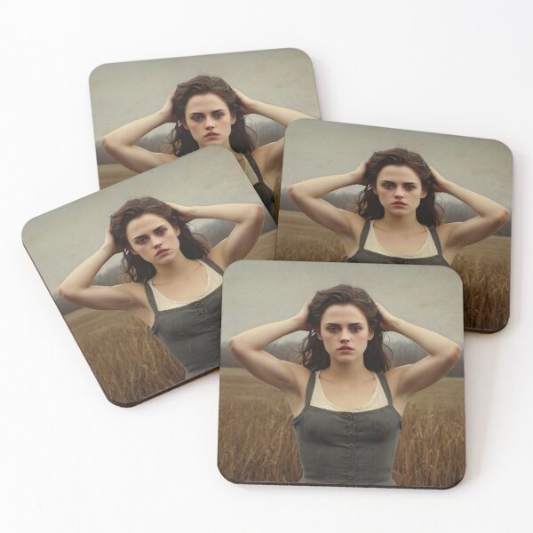 Item preview,  Autumnal fall seasonal art of a beautiful woman standing in a corn field after Bougereau designed and sold by Vintage Designs +.