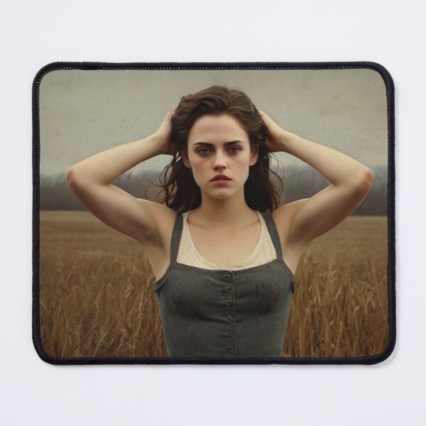 Item preview, Autumnal fall seasonal art of a beautiful woman standing in a corn field after Bougereau designed and sold by Vintage Designs +.