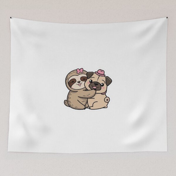 Item preview, Cute Sloth and Pug Friendship for Valentines Day designed and sold by Laugh-Lines.