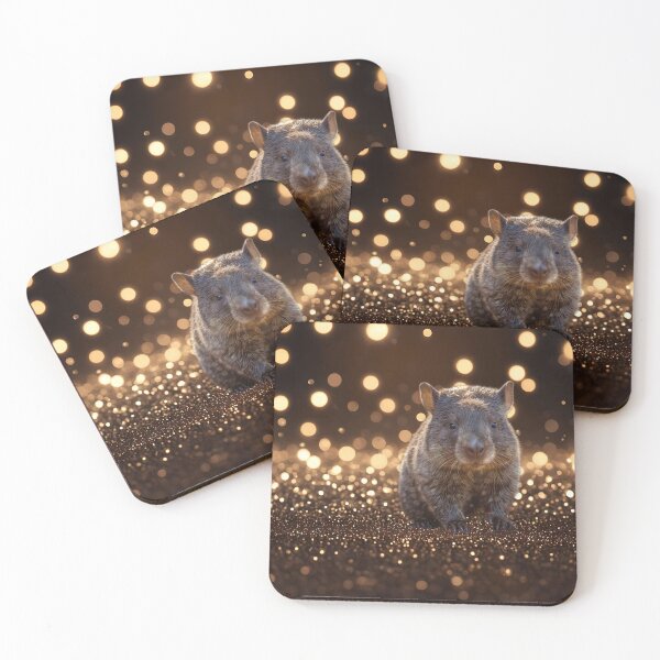Item preview, Golden Burrow: Australian Baby Wombat On Golden Brown Bokeh designed and sold by A-Work-Of-Art.