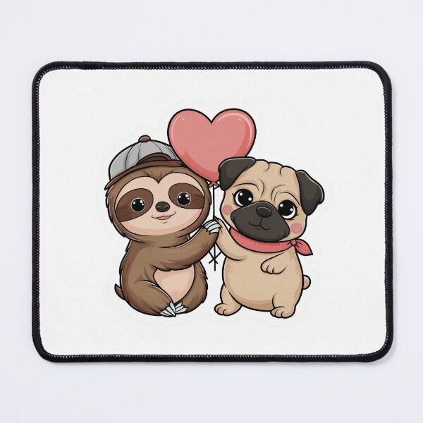Item preview, Cute Sloth and Pug Friendship for Valentines Day designed and sold by Laugh-Lines.