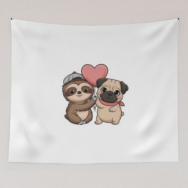 Item preview, Cute Sloth and Pug Friendship for Valentines Day designed and sold by Laugh-Lines.