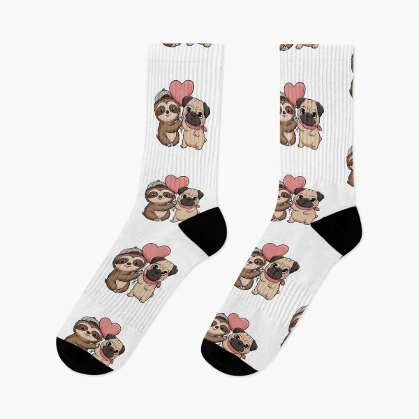 Item preview, Cute Sloth and Pug Friendship for Valentines Day designed and sold by Laugh-Lines.