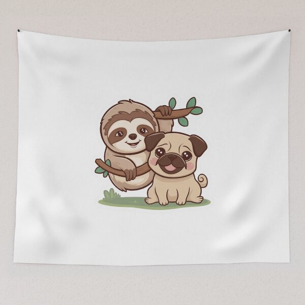 Item preview, Cute Sloth and Pug Friendship for Valentines Day designed and sold by Laugh-Lines.