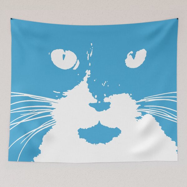 Item preview, Cat Print/My Patch Blue and White Home Decor  designed and sold by Jenny Meehan Art Prints and Patterns  .