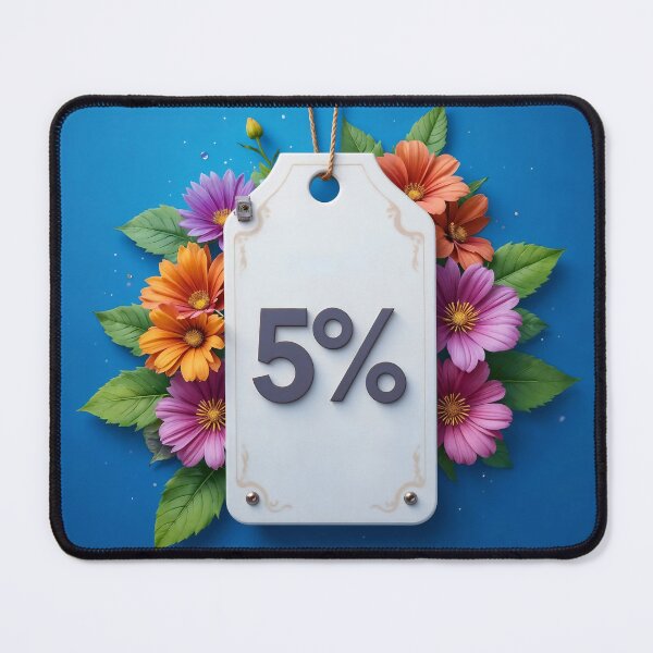 Item preview, Decorative White Tag with 5 Percent Text and Colorful Flowers designed and sold by Creative88Art.