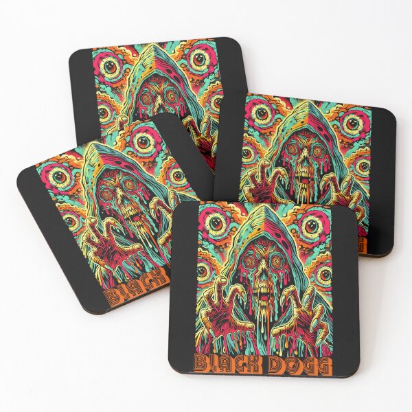 Item preview, Skeleton Monk horror monster 70s Psychedelic inspired classic t-shirt heavy metal, rock, goth horror designed and sold by blackdoggdesign.