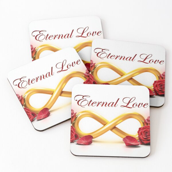 Item preview, Golden Infinity Symbol with Red Roses and Eternal Love Script designed and sold by Creative88Art.