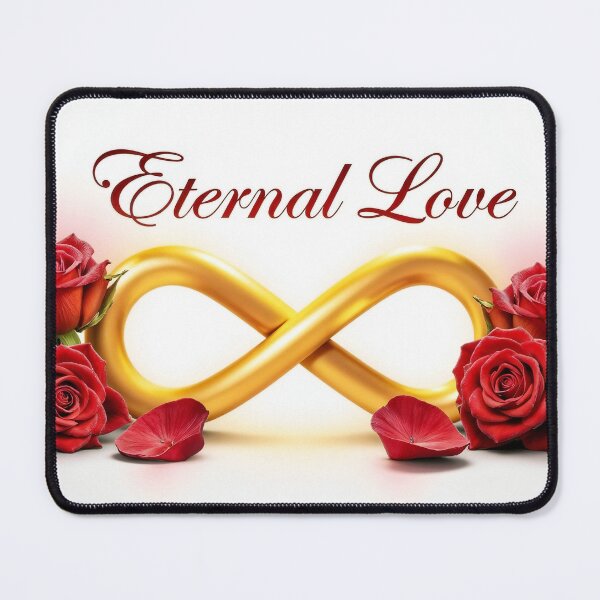 Item preview, Golden Infinity Symbol with Red Roses and Eternal Love Script designed and sold by Creative88Art.
