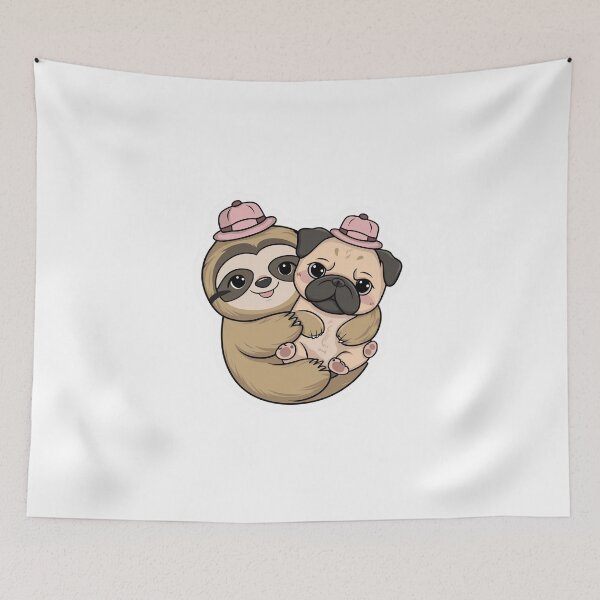 Item preview, Cute Sloth and Pug Friendship for Valentines Day designed and sold by Laugh-Lines.