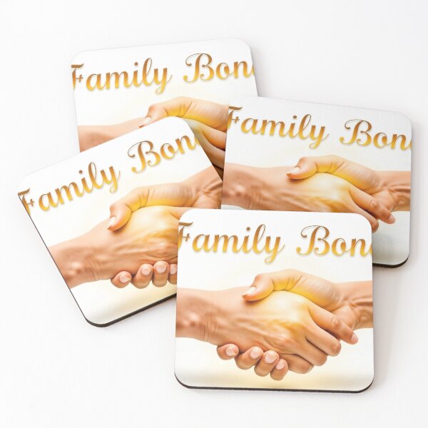 Item preview, Two Hands in a Firm Handshake with 'Family Bond' in Golden Script designed and sold by Creative88Art.