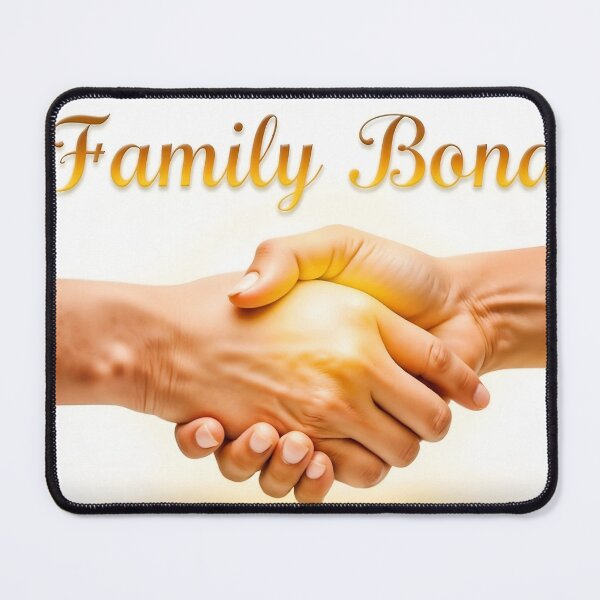Item preview, Two Hands in a Firm Handshake with 'Family Bond' in Golden Script designed and sold by Creative88Art.