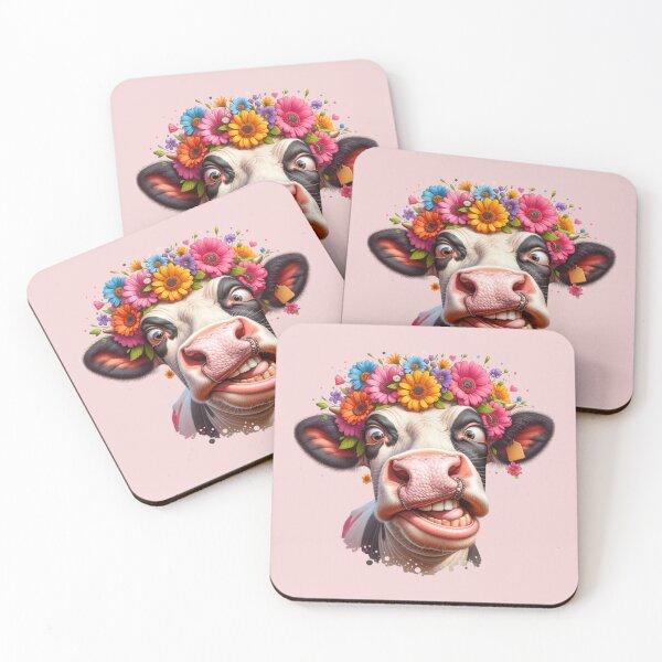 Item preview, Crazy cow with flower wreath – humorous and colorful design designed and sold by BrainAK.