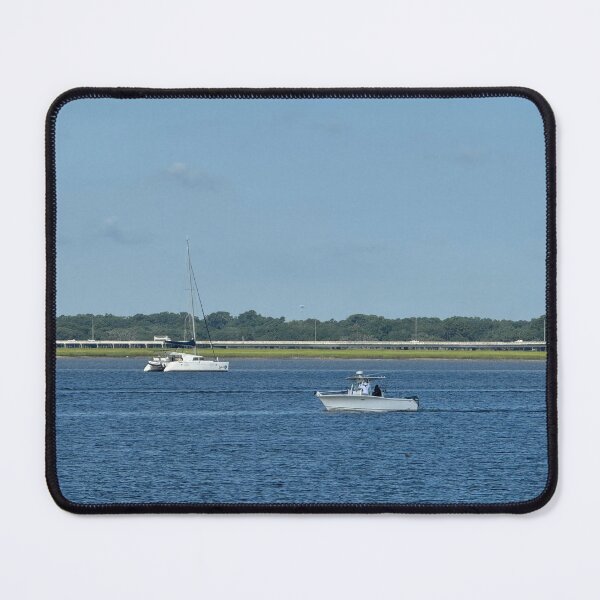 Item preview, Boats on Charleston Harbor with Ravenel Bridge - Scenic Lowcountry Photography designed and sold by MMVisualArts.