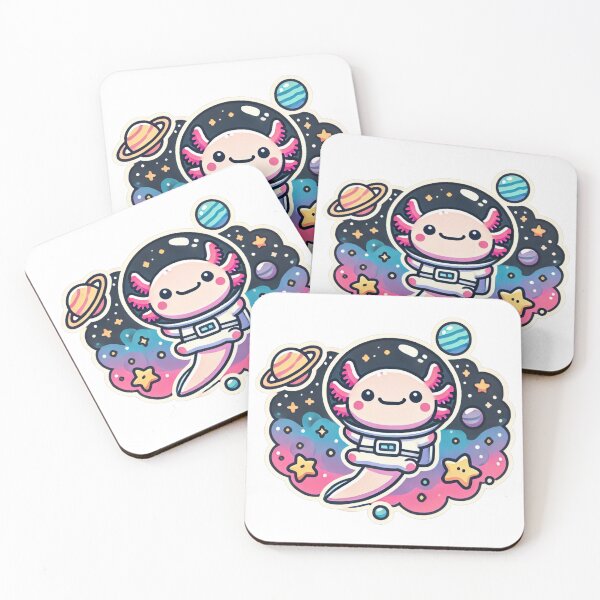Item preview, Kawaii Axolotl Astronaut Floating in Space Adventure designed and sold by RetroPop23.