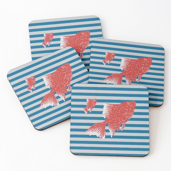 Item preview, Red fish blue stripes designed and sold by BubbleCut.