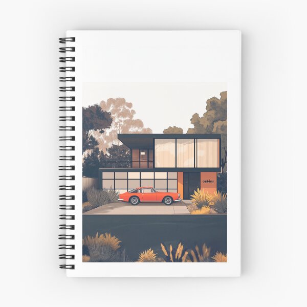 Item preview, Mid-Century Modern House with Classic Car - Retro Architectural Art designed and sold by rahuarq.