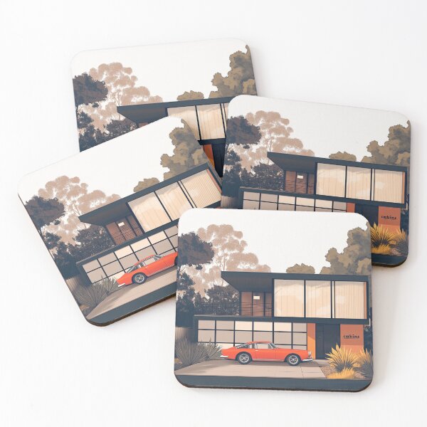 Item preview, Mid-Century Modern House with Classic Car - Retro Architectural Art designed and sold by rahuarq.