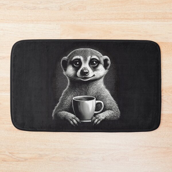 Item preview, funny meerkat drinking coffee designed and sold by Boxing Kangaroo Retail Company.