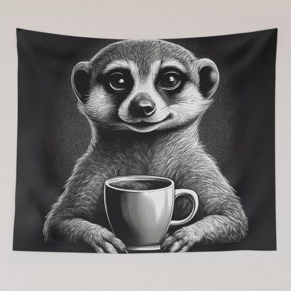 Item preview, funny meerkat drinking coffee designed and sold by Boxing Kangaroo Retail Company.