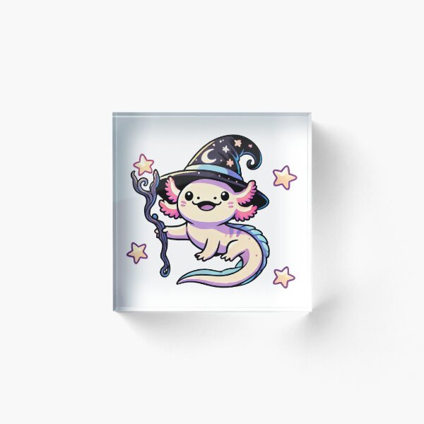 Item preview, Axolotl mago kawaii con estrellas nocturnas y varita designed and sold by RetroPop23.