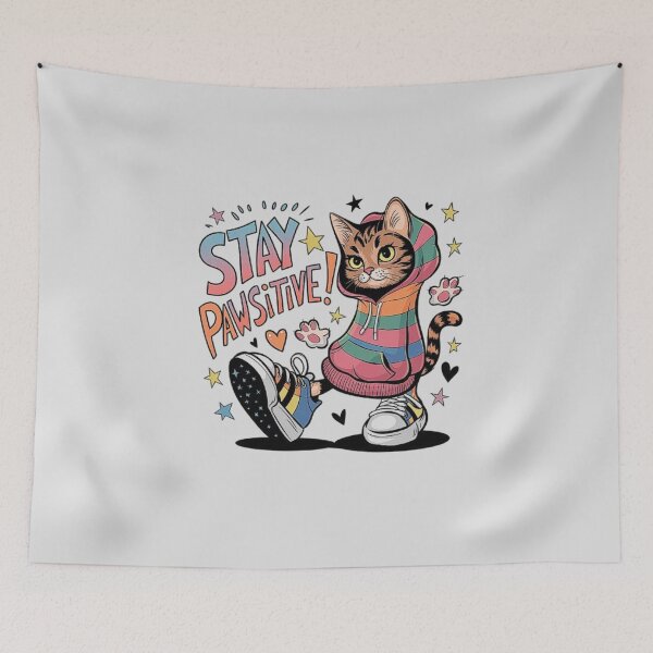 Item preview, Stay Pawsitive Cat Design - Motivational Kitty Artwork designed and sold by love3617.