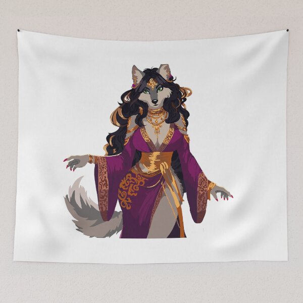 Item preview, Wendy Wolf Wears Purple & Gold Elegant Dress designed and sold by KlakkDrawsStuff.