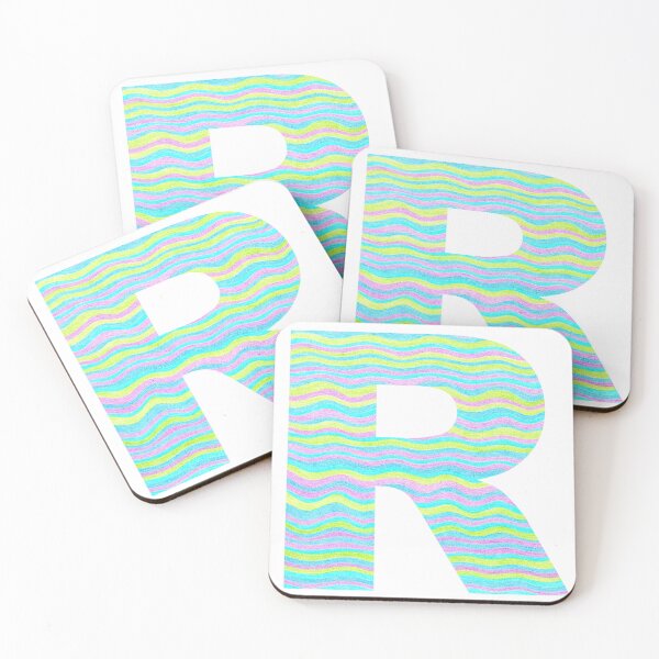 Item preview, Letter R Neon Wavy Stripe Pattern Monogram Initial designed and sold by theartofvikki.