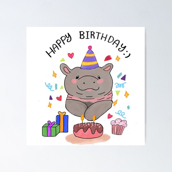 Item preview, Moodeng Party Birthday card designed and sold by HappyHatty.