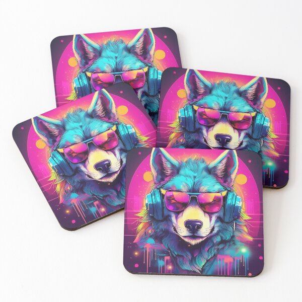 Item preview, wolf in Headphones and Shades Synthwave  designed and sold by Boxing Kangaroo Retail Company.