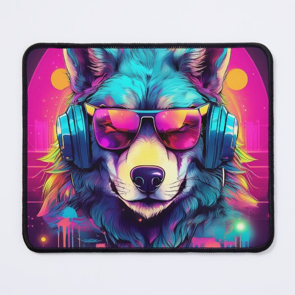 Item preview, wolf in Headphones and Shades Synthwave designed and sold by Boxing Kangaroo Retail Company.