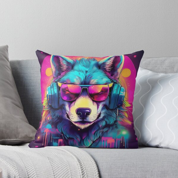 Item preview, wolf in Headphones and Shades Synthwave  designed and sold by Boxing Kangaroo Retail Company.