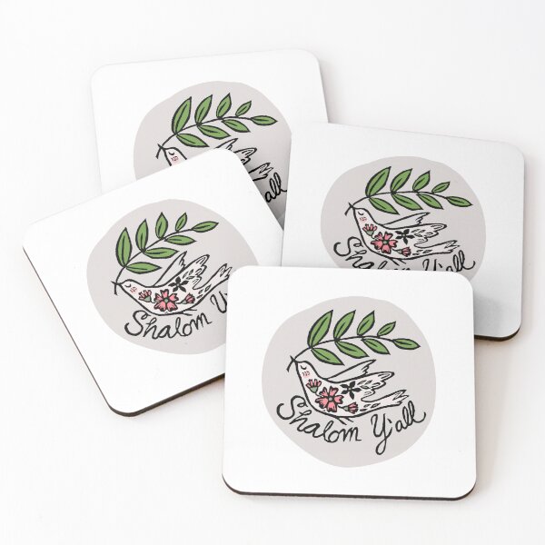 Item preview, Shalom Y’all Handcarved Linocut Sticker pink ad gray designed and sold by RDevane.