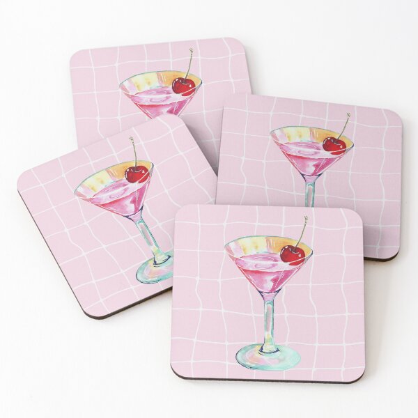 Item preview, Pink Aesthetic Martini Glass with Cherry designed and sold by papierquarell.
