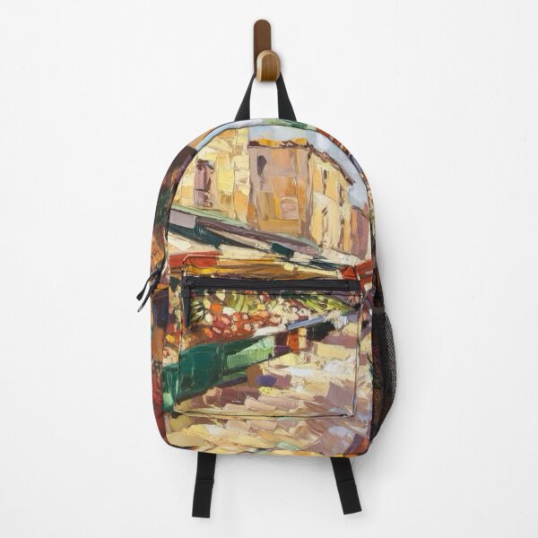 Item preview, Vibrant French Market in Sarlat-la-Canéda – Post-Impressionist Artwork designed and sold by CARRAANN.