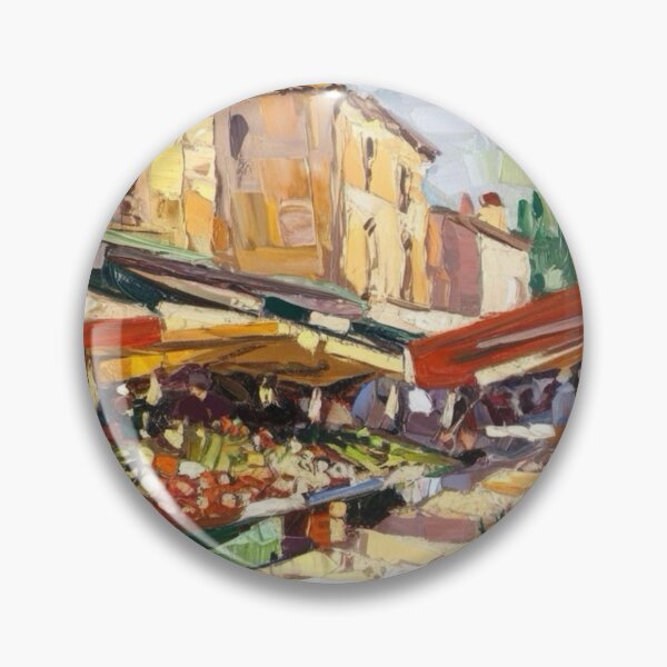 Item preview, Vibrant French Market in Sarlat-la-Canéda – Post-Impressionist Artwork designed and sold by CARRAANN.