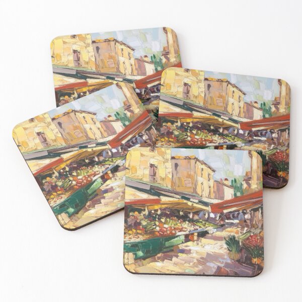 Item preview, Vibrant French Market in Sarlat-la-Canéda – Post-Impressionist Artwork designed and sold by CARRAANN.
